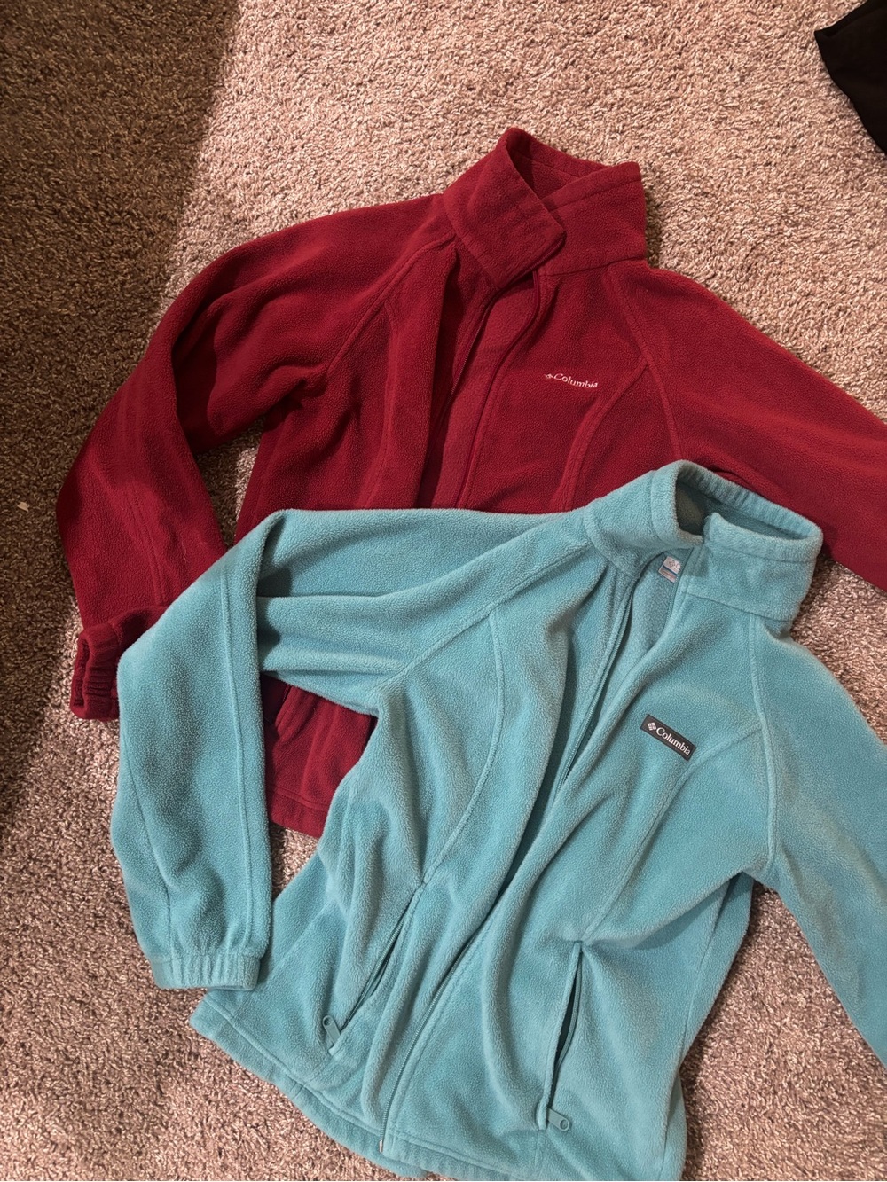 2 Columbia Women's Fleece Jackets - Red and Teal